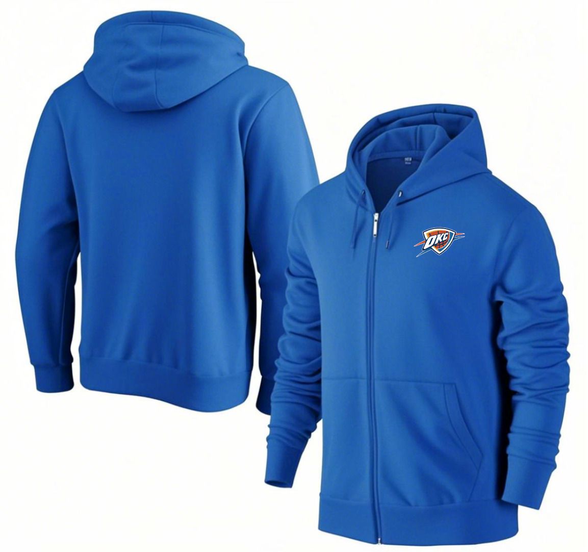 Men Oklahoma City Thunder Blue Zipper hoodie 2025 NBA Jersey style 1->new orleans pelicans->NBA Jersey
